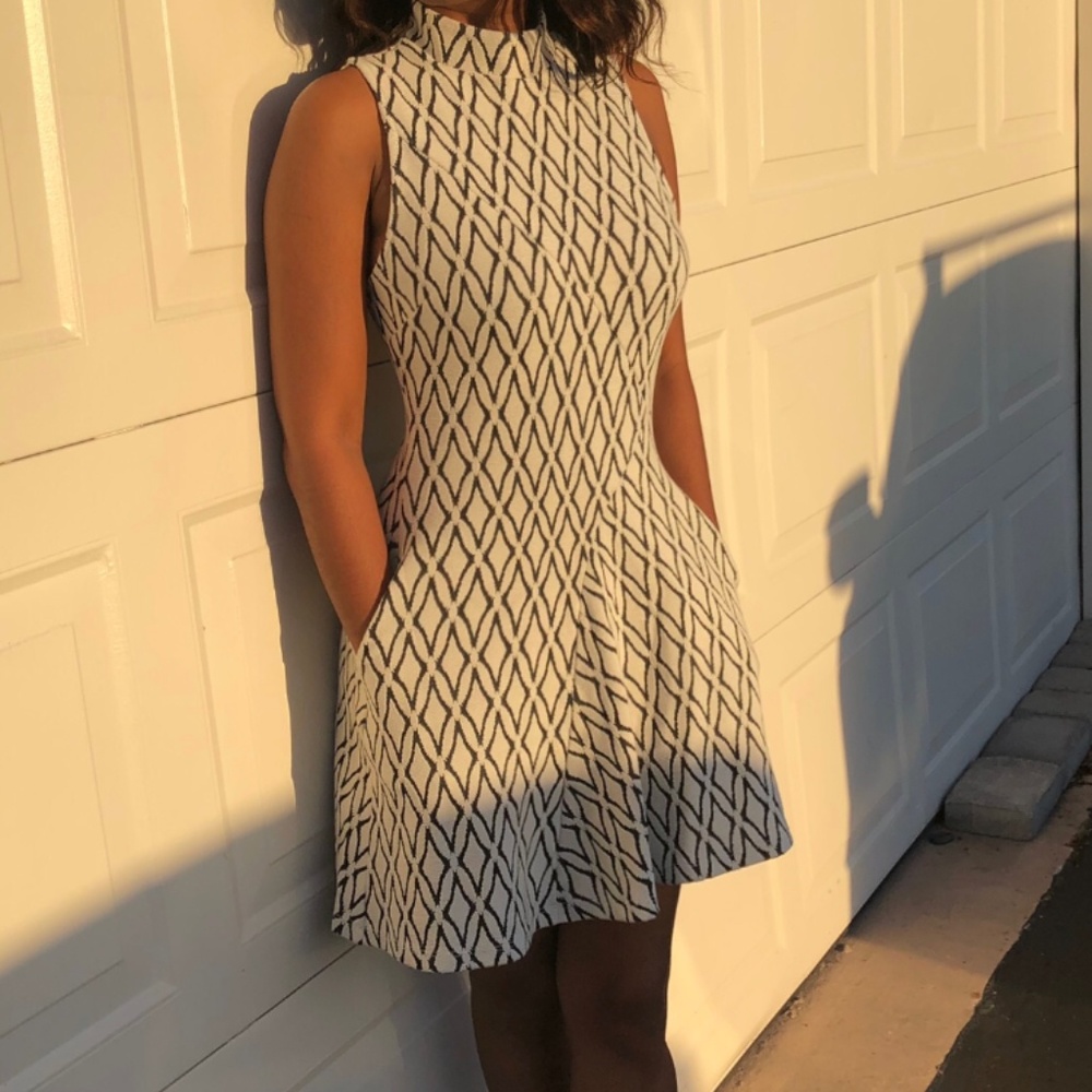 geometric turtle neck dress